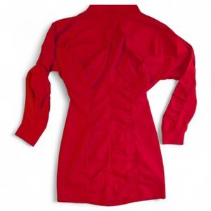 BOOHOO Scarlet Red Corset Mini Dress Mock Neck Long Sleeve Size 8